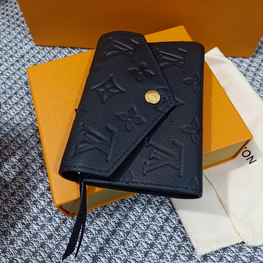 Louis Vuitton Black Wallet with Gold Button